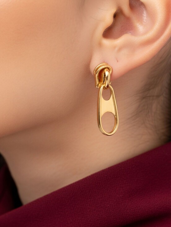 Modcloth Jewelry - MODCLOTH GOLD ZIPPER PULL STUD EARRINGS 1